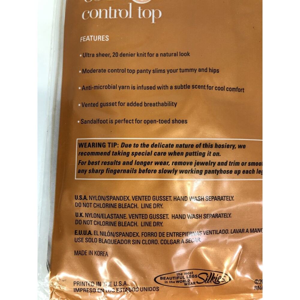 Silkies 65F Control Top Pantyhose Nylons 2006 Lot Set of 2 Medium Nude 740201 D1 - Picture 7 of 7